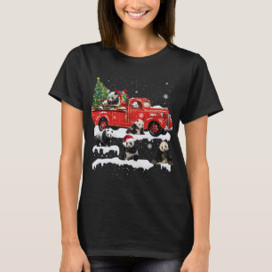 Camiseta Panda Bear Montando Camión Rojo Feliz Navidad X-ma
