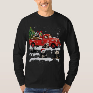 Camiseta Panda Bear Montando Camión Rojo Feliz Navidad X-ma