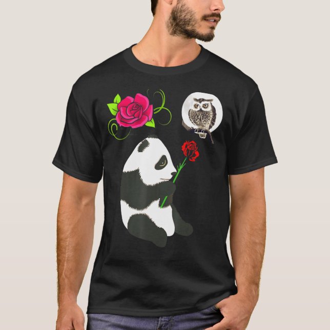Camiseta Panda Bear Owl Amantes Del Rosa De Vida Silvestre  (Anverso)