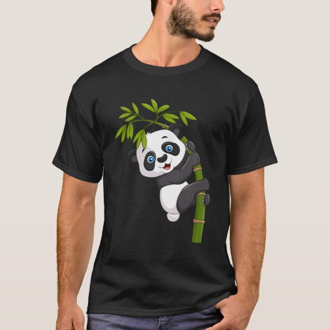 Camiseta Panda Bear Silly Animal Climbing Bambú (Anverso)
