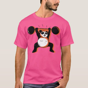 Camiseta Panda Bear Strong Giant Animal Lift Barbell Muslo