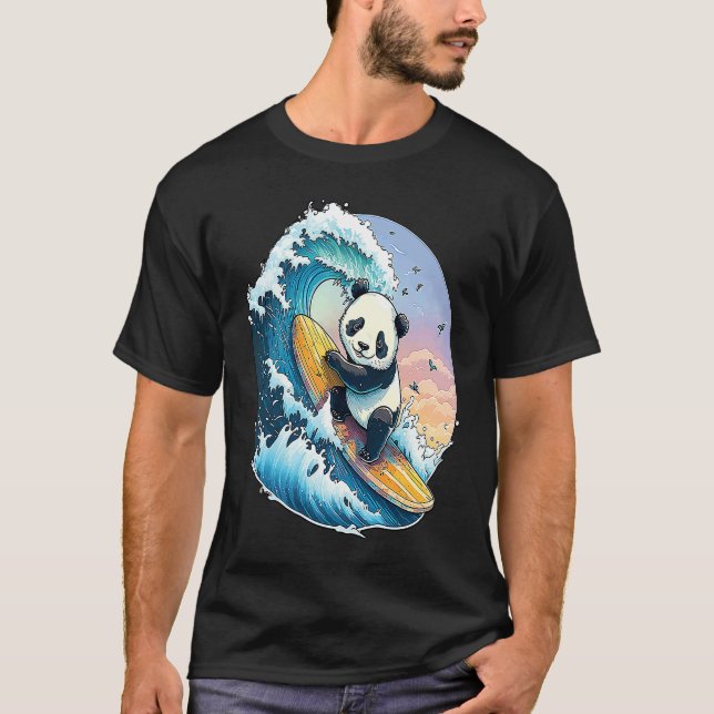 Camiseta Panda Bear Surfing the great Wave off Kanagawa (Anverso)
