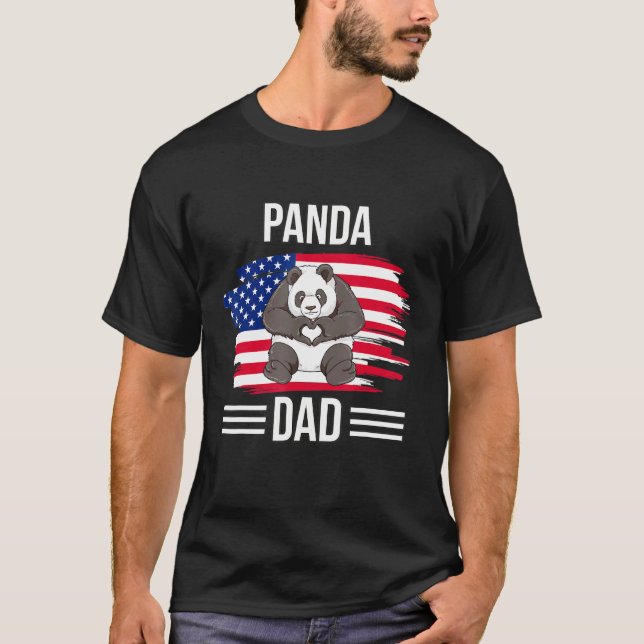 Camiseta Panda Bear Us Flag 4th Of July  Panda Dad (Anverso)