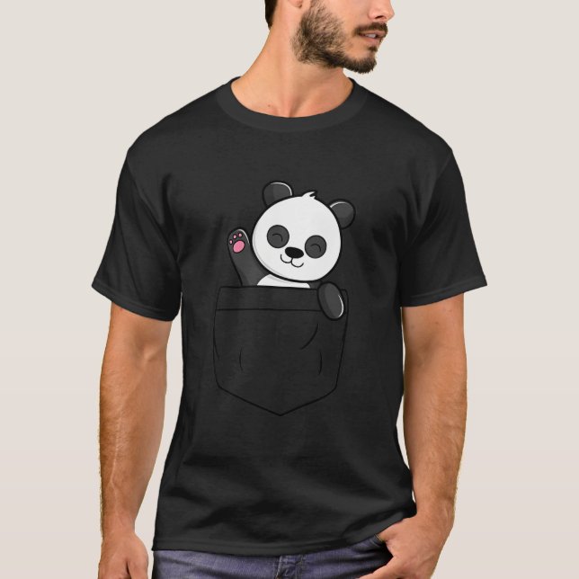 Camiseta Panda Bear Waving In A Pocket Pocket Panda Bear (Anverso)