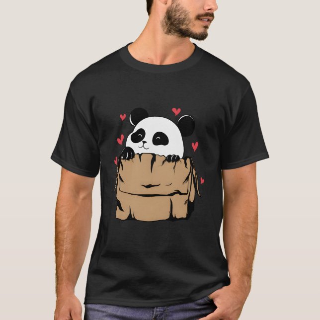Camiseta Panda Bear With He In Cardboard Box (Anverso)