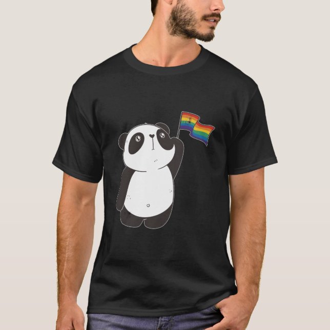 Camiseta Panda Bear With Rainbow Flag For And Children (Anverso)