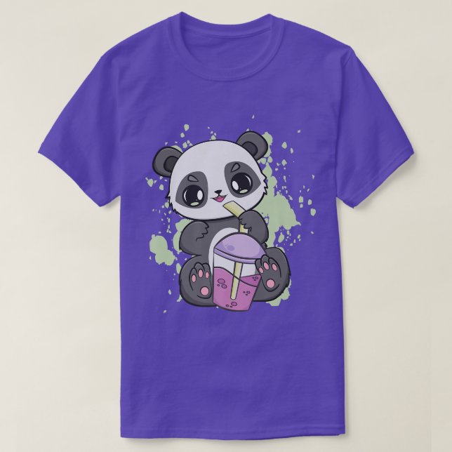 Camiseta Panda Beber Boba Para Leche De Té De Burbuja Kawai (Diseño del anverso)