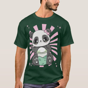 Camiseta Panda Beber Té Lechero Negro Y Oso Cubierto Para B