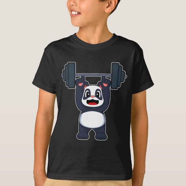 Camiseta Panda Bodybuilder Dumbbell Bodybuilding (Anverso)