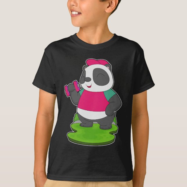 Camiseta Panda Bodybuilder Dumbbell Bodybuilding (Anverso)