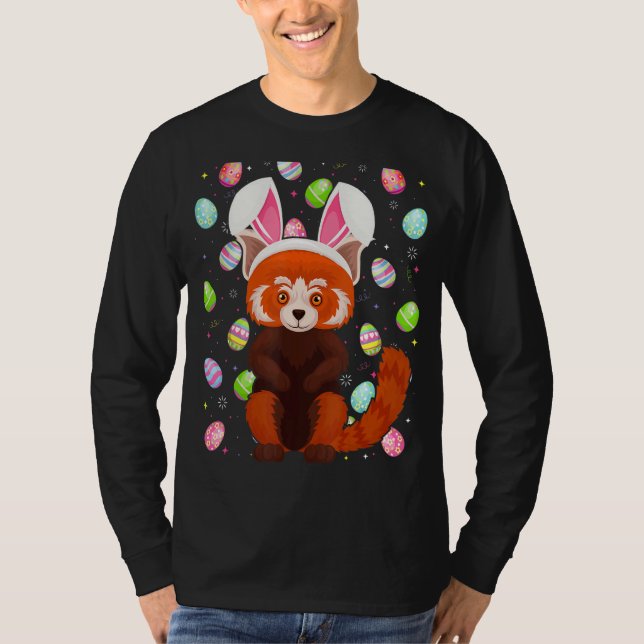 Camiseta Panda Bunny Easter Egg Funny Red Panda Easter Su (Anverso)