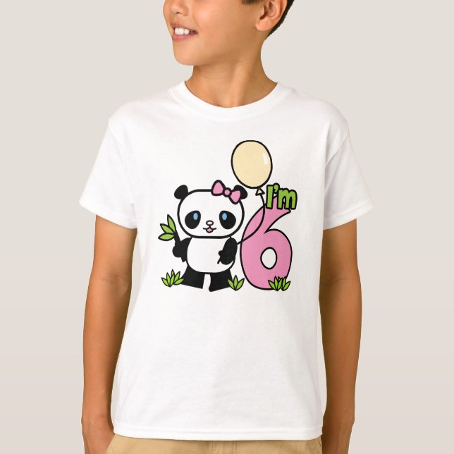 Camiseta Panda Chica 6º cumpleaños (Anverso)
