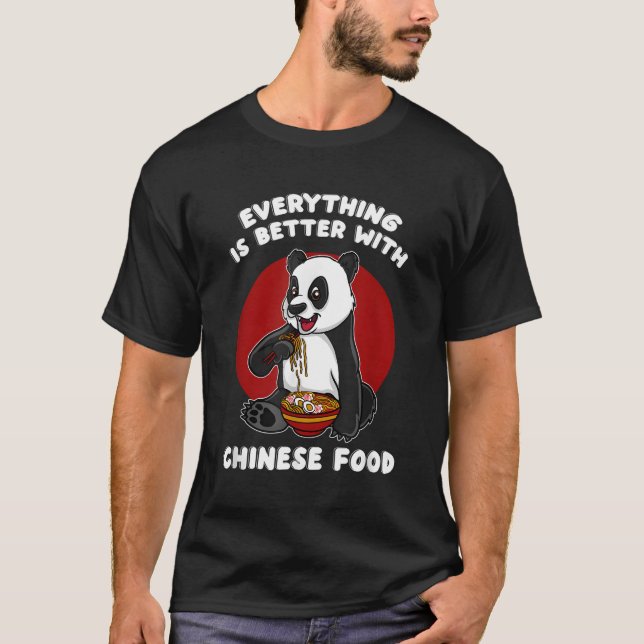 Camiseta Panda chino de comida para llevar fideos de fideos (Anverso)