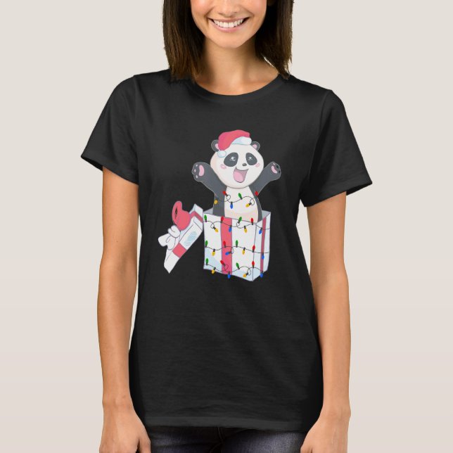 Camiseta Panda Christmas Tree Light Santa Xmas Niños Boy Gi (Anverso)