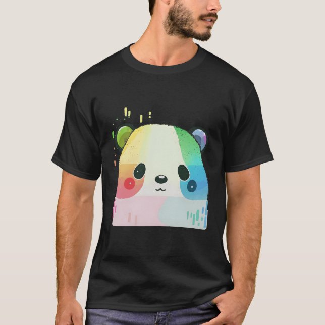 Camiseta Panda Colorosa película animada dibujando arcoiris (Anverso)