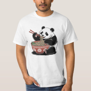 Camiseta Panda Comer Ramen Estilo Retro Japonés Ukiyo-e