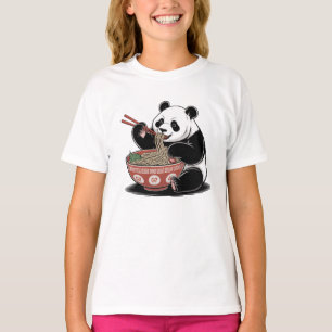 Camiseta Panda Comer Ramen Estilo Retro Japonés Ukiyo-e