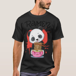 Camiseta Panda Comer Ramen - Panda Amigable Con Los Animale