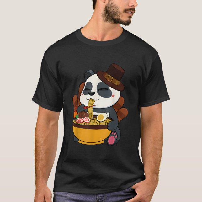 Camiseta Panda comiendo comida japonesa el día de Acción de (Anverso)