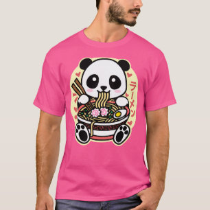 Camiseta Panda Comiendo fideos de Ramen Cute Kawaii