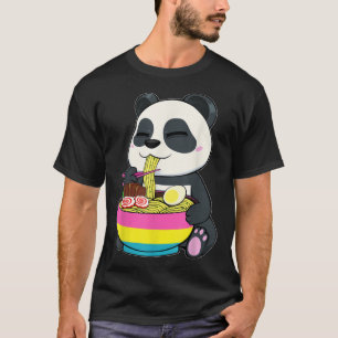 Camiseta Panda Comiendo Ramen Bandera Pansexual del Orgullo