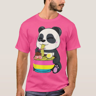 Camiseta Panda comiendo Ramen LGBTQ Panseual Bandera del Or