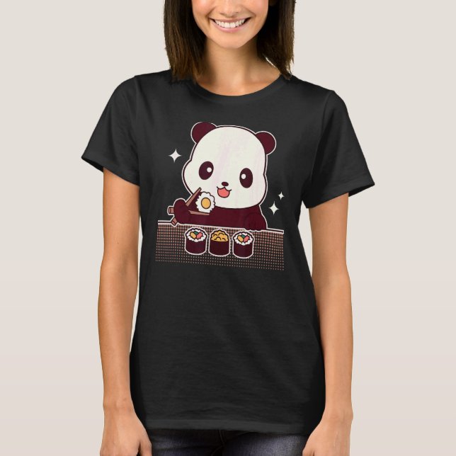 Camiseta Panda comiendo sushi lindo oso panda (Anverso)