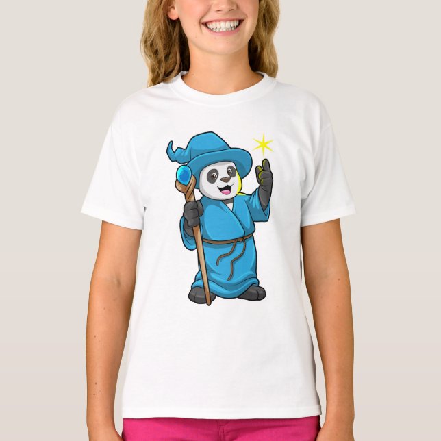 Camiseta Panda como asistente con varita mágica (Anverso)