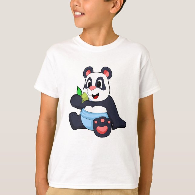 Camiseta Panda como bebé con bambú (Anverso)