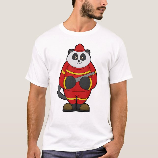 Camiseta Panda como bombero con manguera (Anverso)