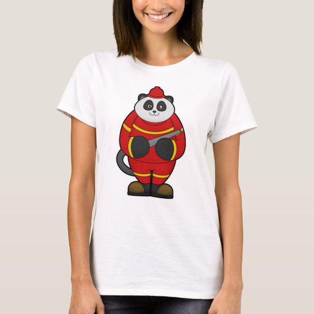 Camiseta Panda como bombero con manguera (Anverso)