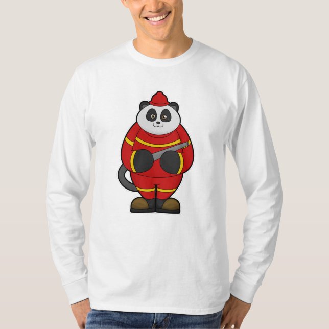 Camiseta Panda como bombero con manguera (Anverso)
