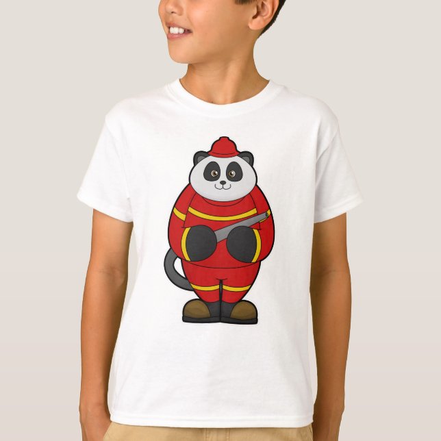 Camiseta Panda como bombero con manguera (Anverso)