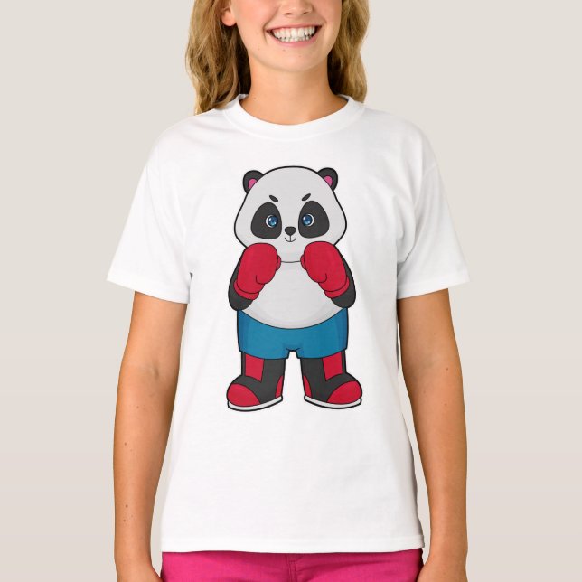 Camiseta Panda como boxeador con guantes de boxeo (Anverso)
