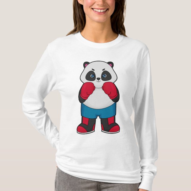 Camiseta Panda como boxeador con guantes de boxeo (Anverso)