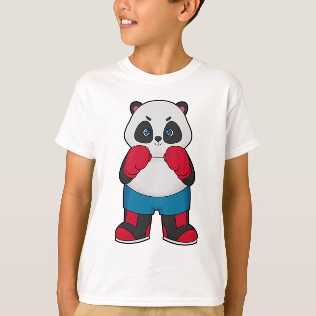 Camiseta Panda como boxeador con guantes de boxeo (Anverso)