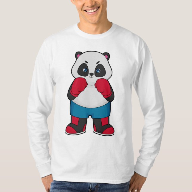 Camiseta Panda como boxeador con guantes de boxeo (Anverso)