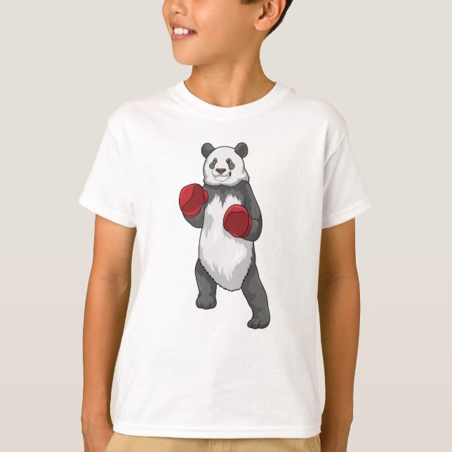 Camiseta Panda como boxeador con guantes de boxeo (Anverso)