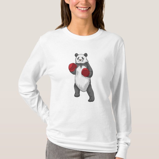 Camiseta Panda como boxeador con guantes de boxeo (Anverso)