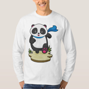 Camiseta Panda como corredor con bufanda