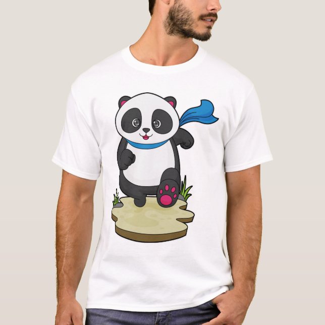 Camiseta Panda como corredor con bufanda (Anverso)