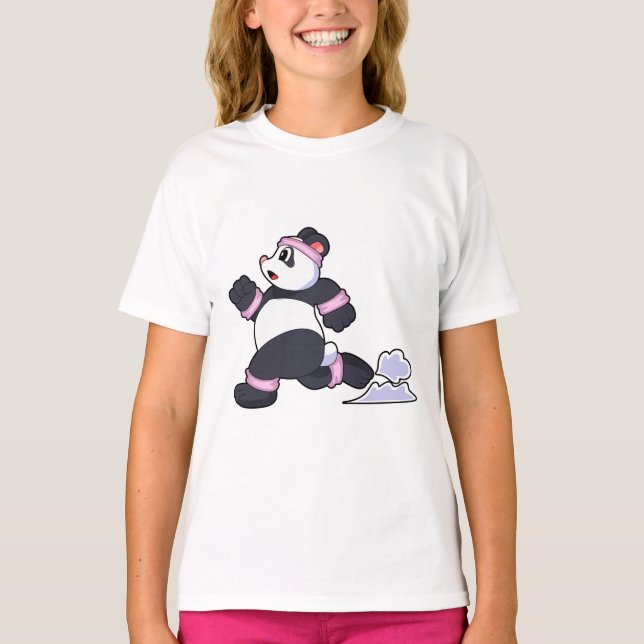 Camiseta Panda como corredor en carrera (Anverso)