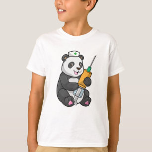 Camiseta Panda como enfermera con jeringas