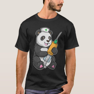 Camiseta Panda como enfermera con jeringas