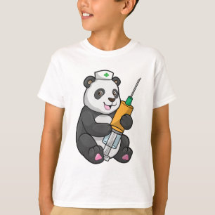 Camiseta Panda como enfermera con jeringas