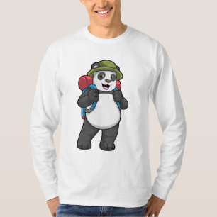Camiseta Panda como excursionista con mochila