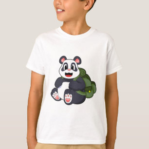 Camiseta Panda como excursionista con mochila