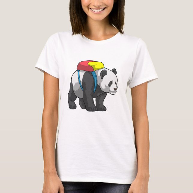 Camiseta Panda como excursionista con mochila (Anverso)