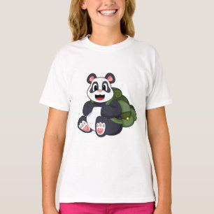 Camiseta Panda como excursionista con mochila