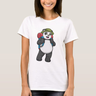 Camiseta Panda como excursionista con mochila